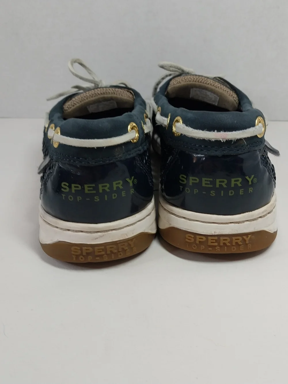 Sperry Top Siders Women's Navy Blue Woven Leather Boat Shoes Size 7.5 Nautical